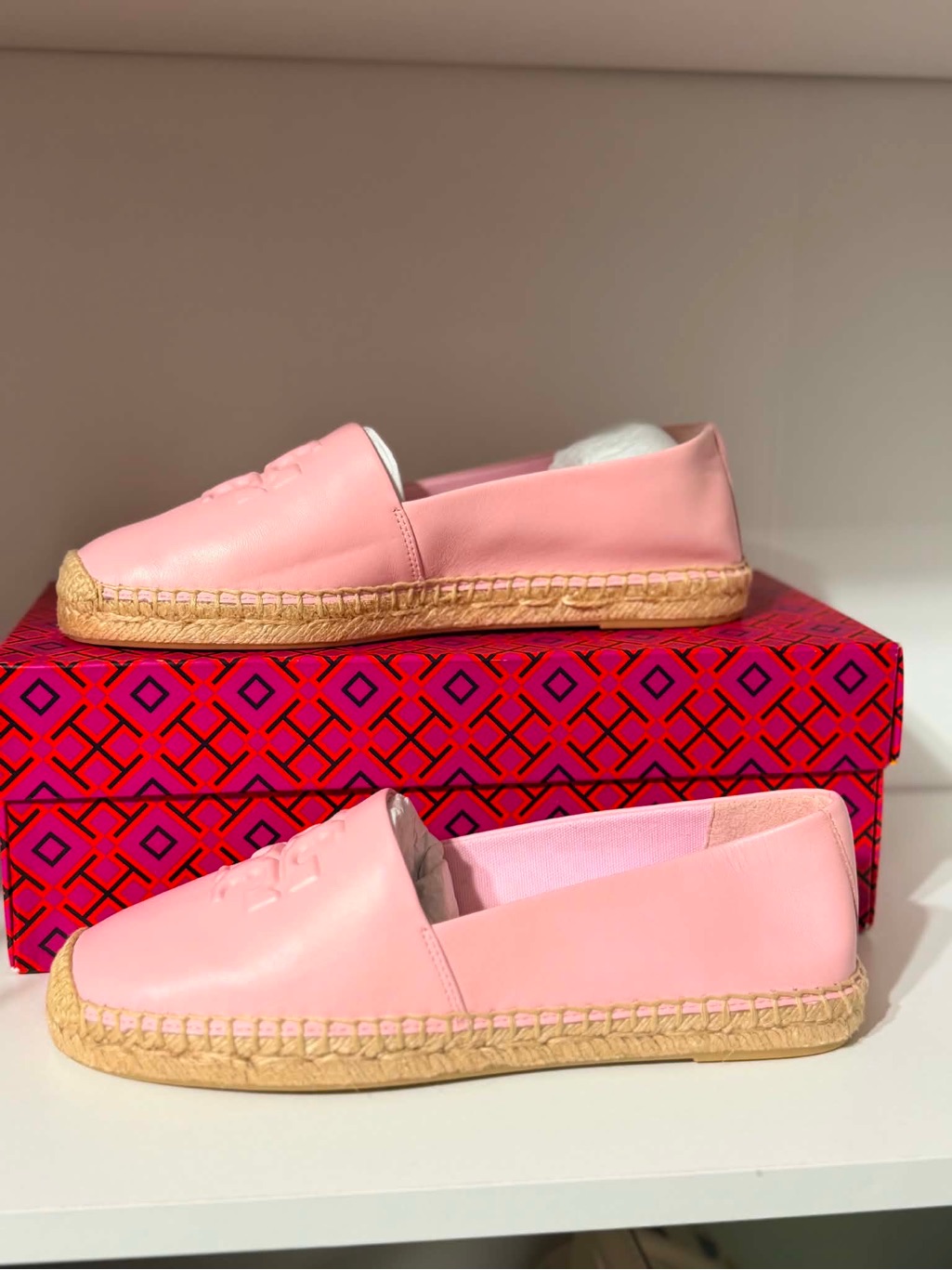 Tory Burch Pink Leather Espadrille Flats